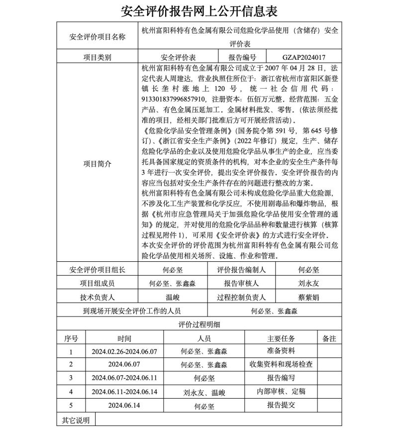 GZAP2024017杭州富阳科特有色金属有限公司危险化学品使用（含储存）安全评价表 网上公开信息表_01.jpg
